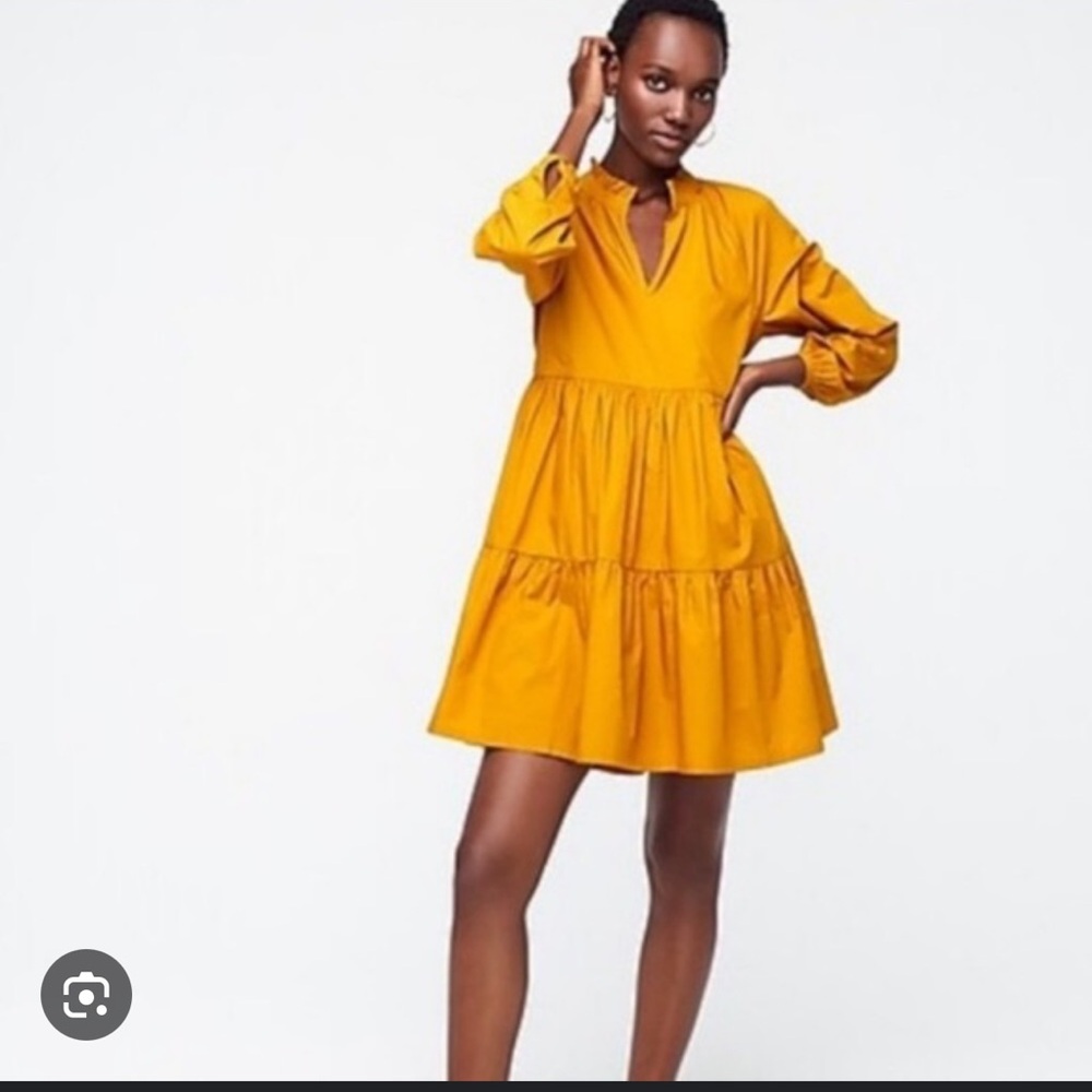 Jcrew Small Mustard Yellow Long Sleeve Dress